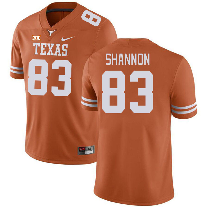 Men #83 Spencer Shannon Texas Longhorns College Football Jerseys Stitched Sale-Black
